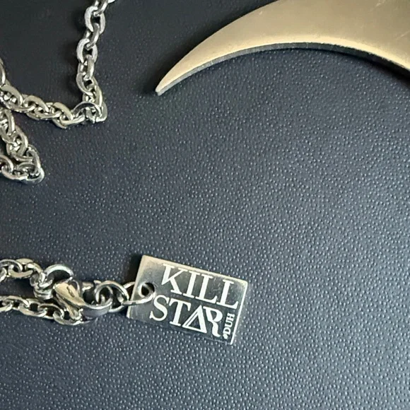 Killstar silver Crescent Moon Pendant Necklace long - Picture 2 of 6